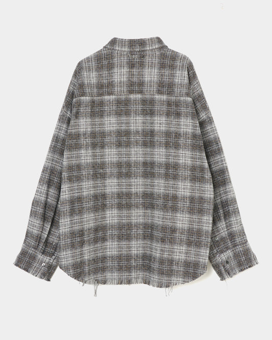 Cropped cutoff flannel shirt gray 【Delivery in August 2026】