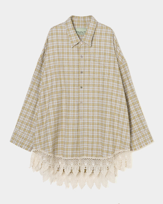 Lace - hem check shirt 【Delivery in August 2026】