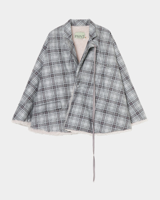 Shearling check cope coat 【Delivery in August 2026】