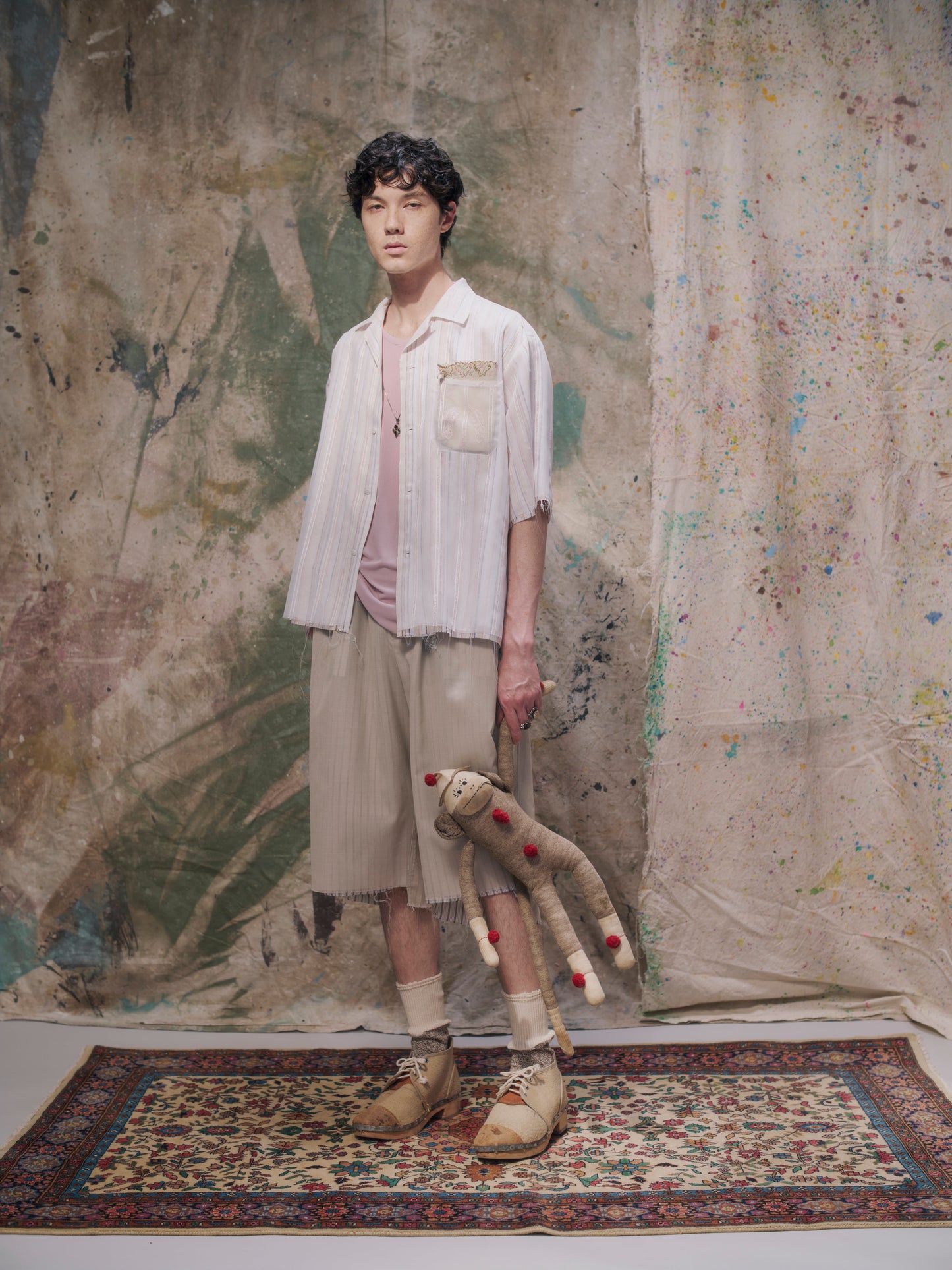 Layered Bowling Shirt 〝White Riot〟 Pink【Delivery in February 2027】