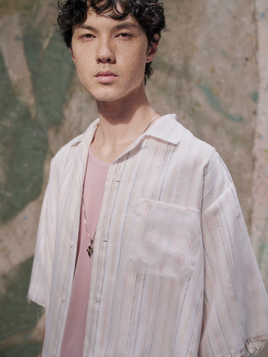 Layered Bowling Shirt 〝White Riot〟 Pink【Delivery in February 2027】