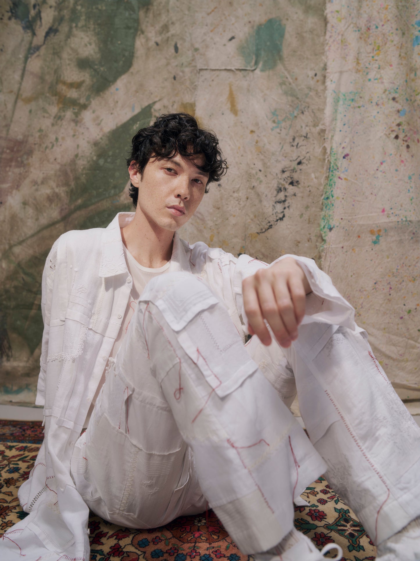 Handkerchief Patchwork Pants〝Vanished〟 White【Delivery in February 2027】