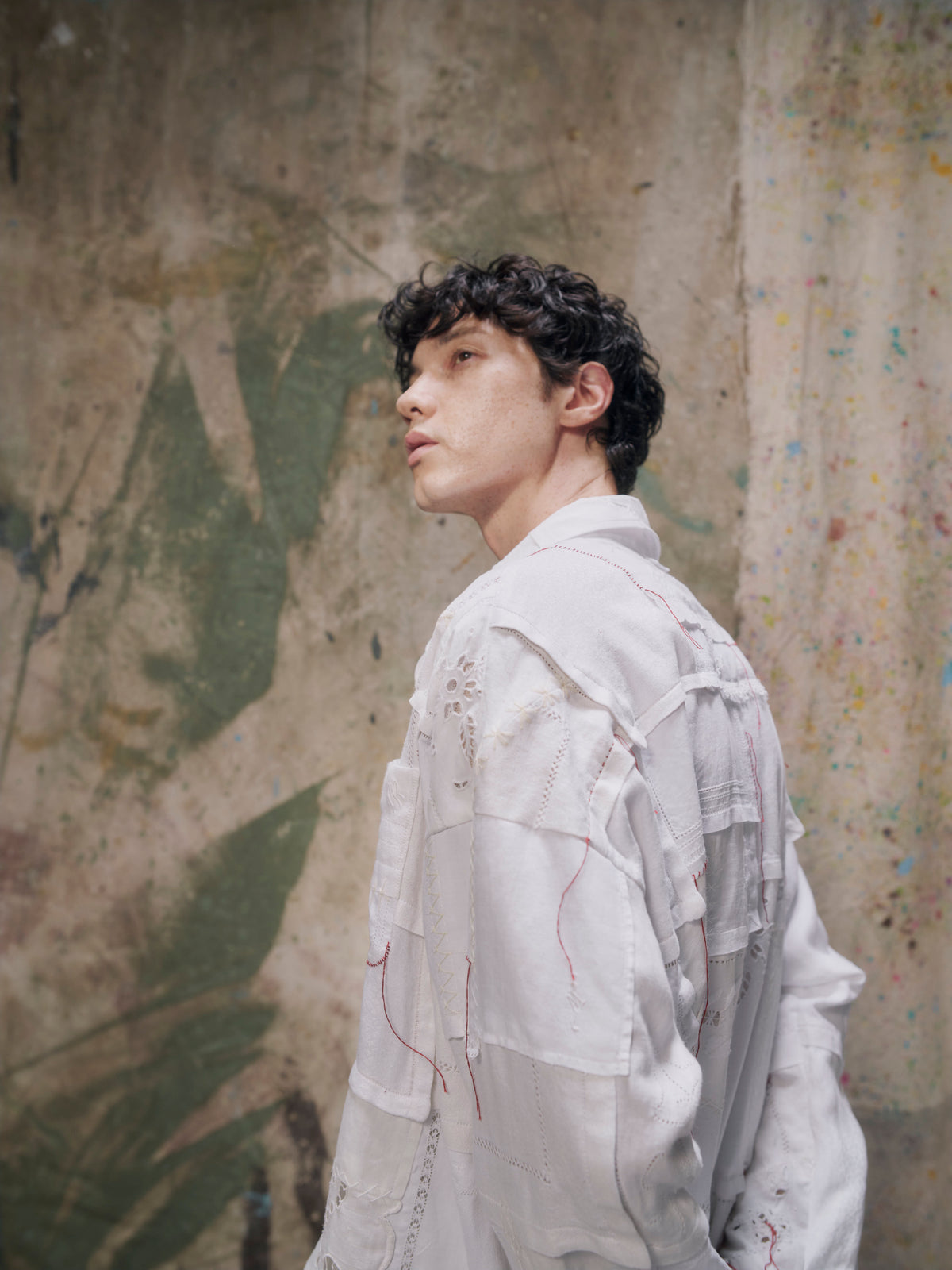 Handkerchief Patchwork Shirt 〝Vanished〟 White【Delivery in February 2027】