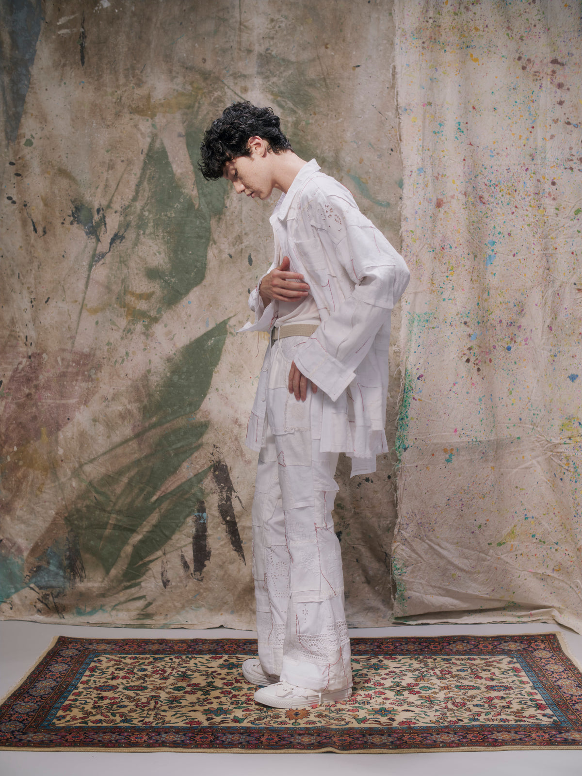 Handkerchief Patchwork Pants〝Vanished〟 White【Delivery in February 2027】