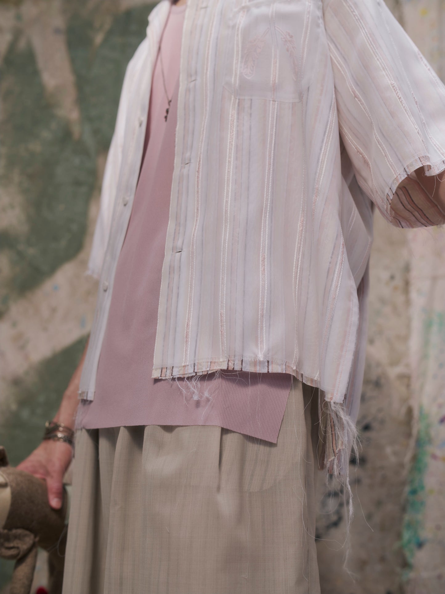 Layered Bowling Shirt 〝White Riot〟 Pink【Delivery in February 2027】