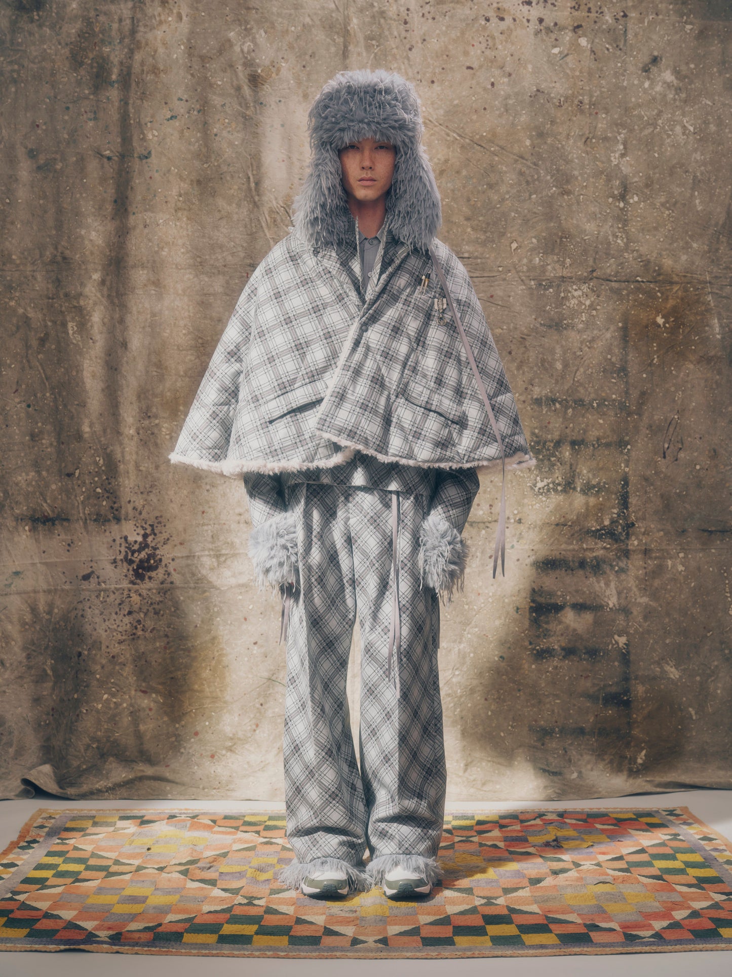 Shearling check cope coat 【Delivery in August 2026】