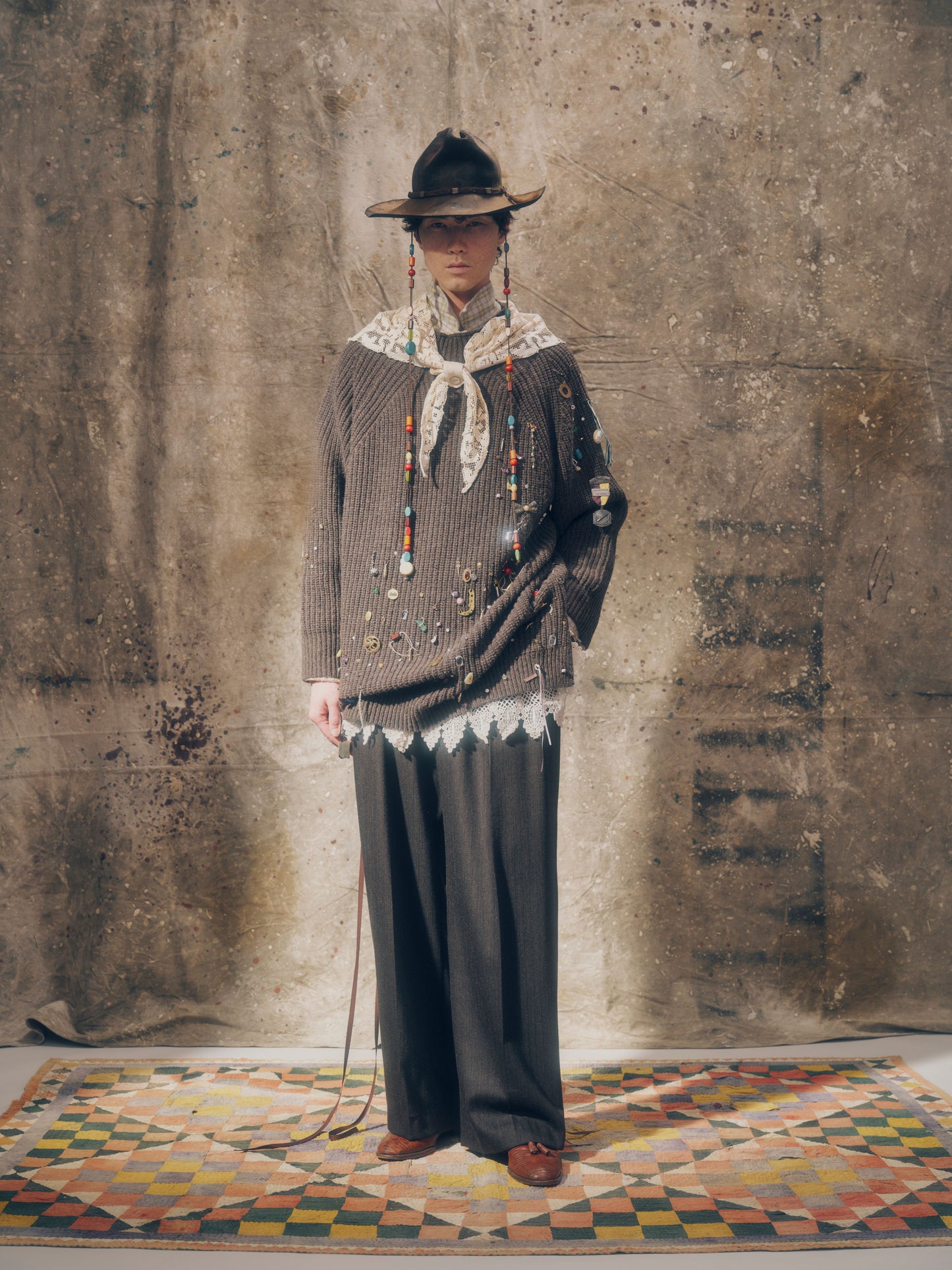 Double-pleated trousers charcoal 【Delivery in August 2026】