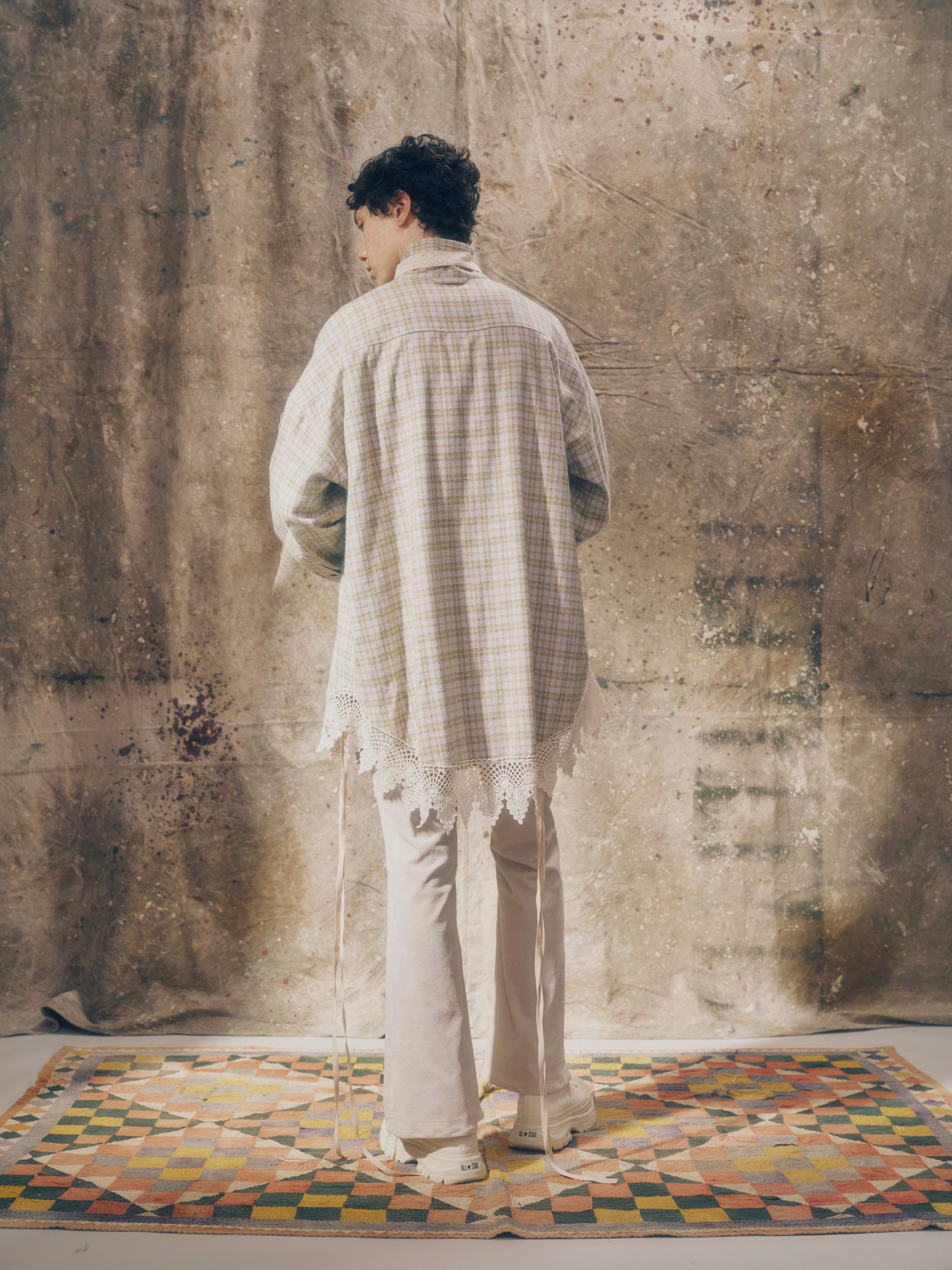 Lace - hem check shirt 【Delivery in August 2026】