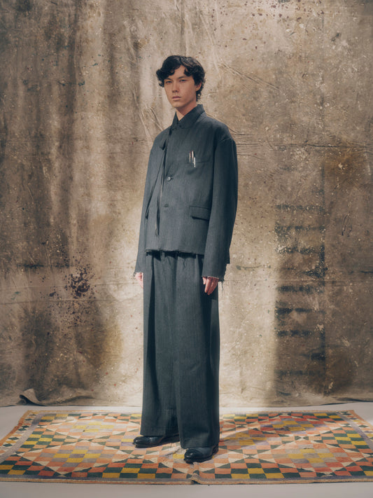 Double-pleated trousers charcoal 【Delivery in August 2026】