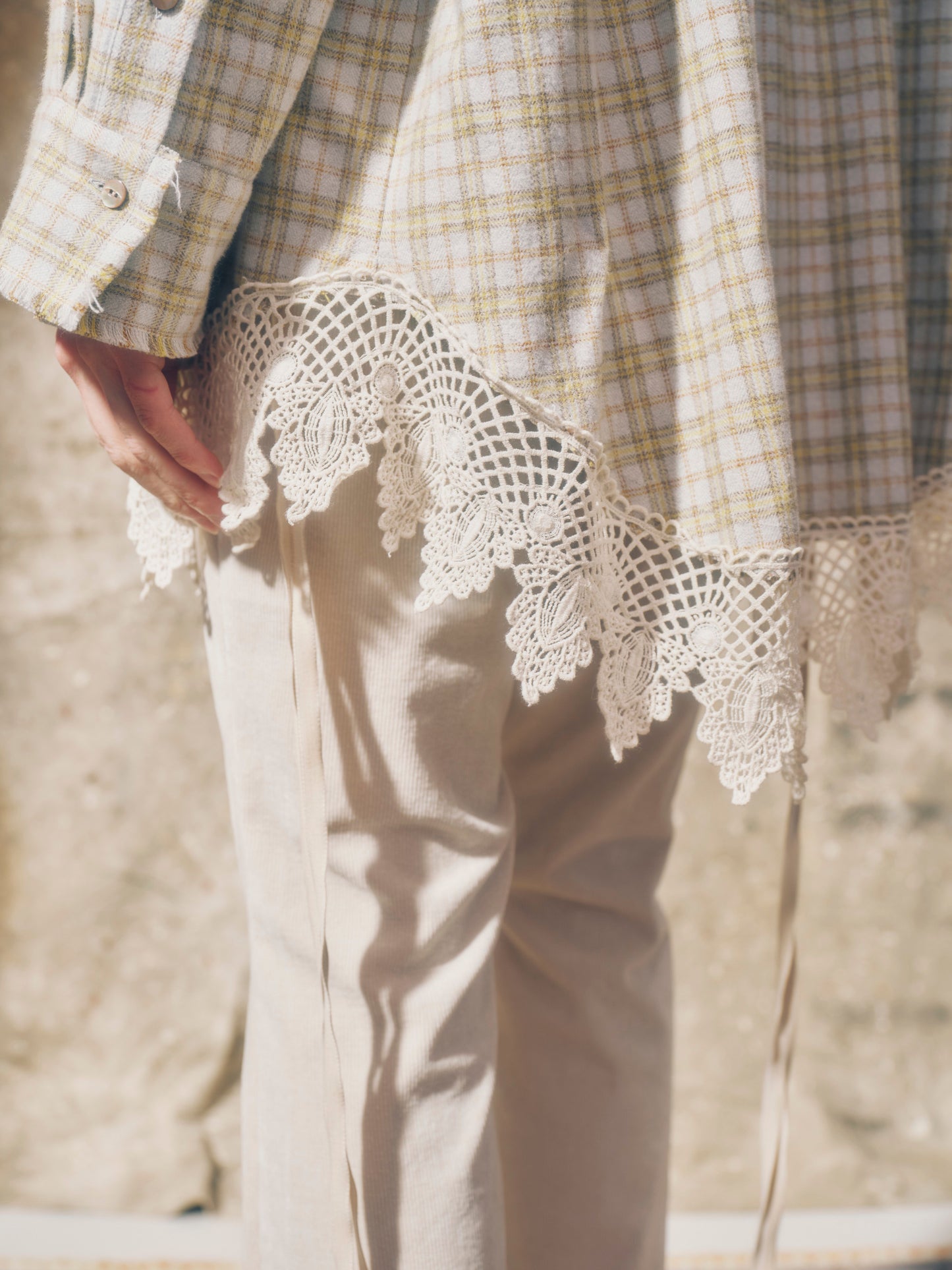 Lace - hem check shirt 【Delivery in August 2026】