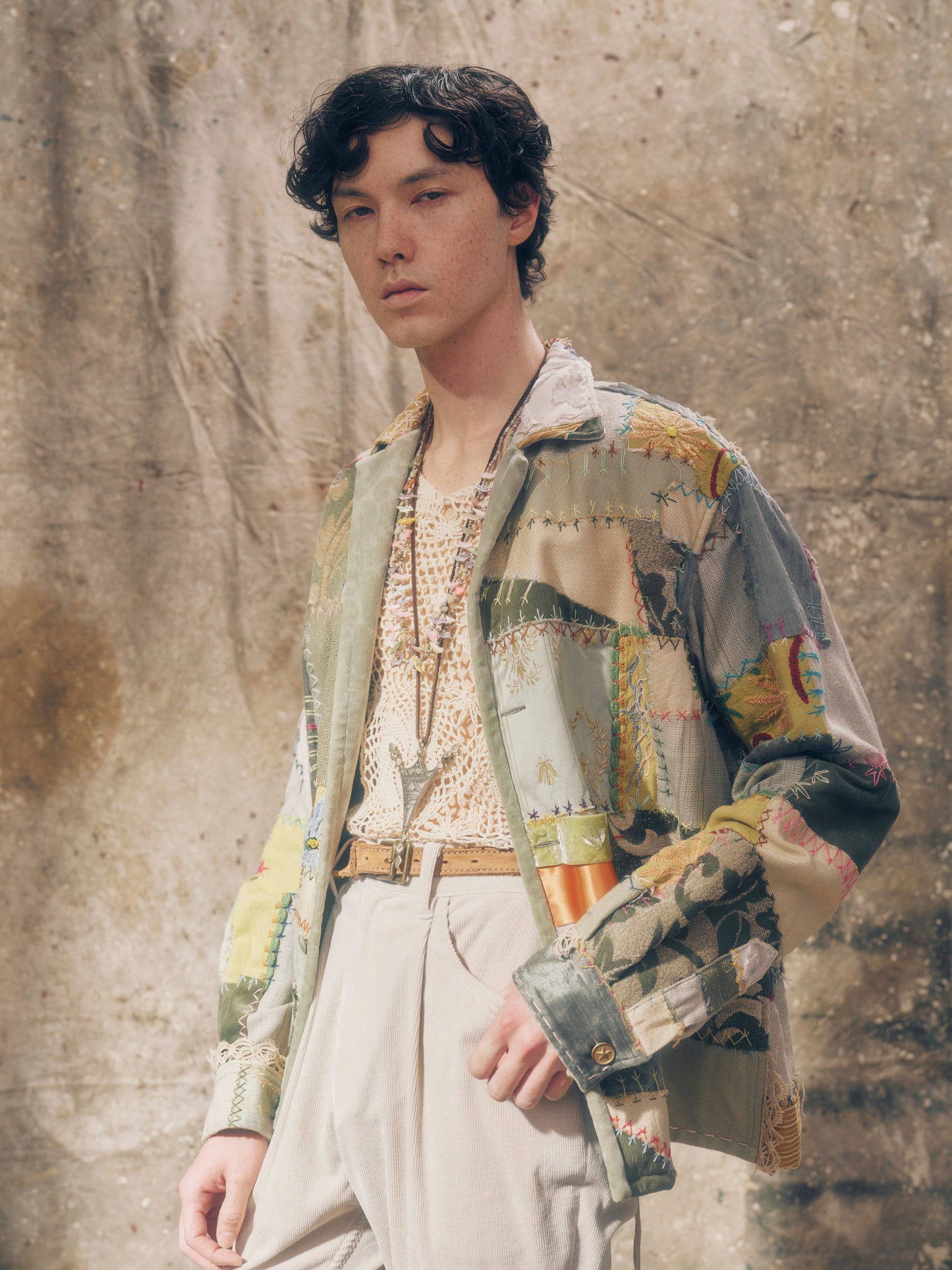 Patchwork shirt crystallized 【Delivery in August 2026】【One of a Kind】