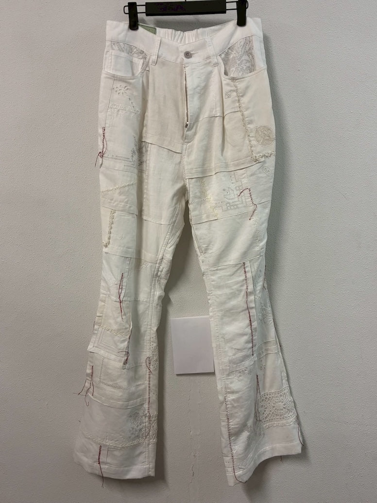 Handkerchief Patchwork Pants〝Vanished〟 White【Delivery in February 2027】