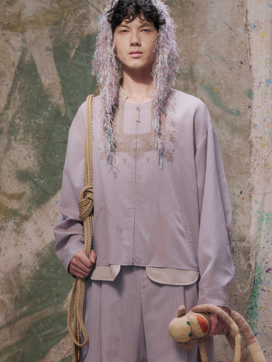Embroidered Layered Blouson Purple【Delivery in February 2027】